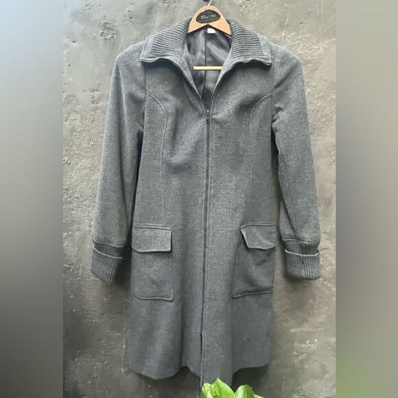 H&M SLEEK 3/4 LENGTH ZIP UP WOOL COAT SZ L - Picture 12 of 13